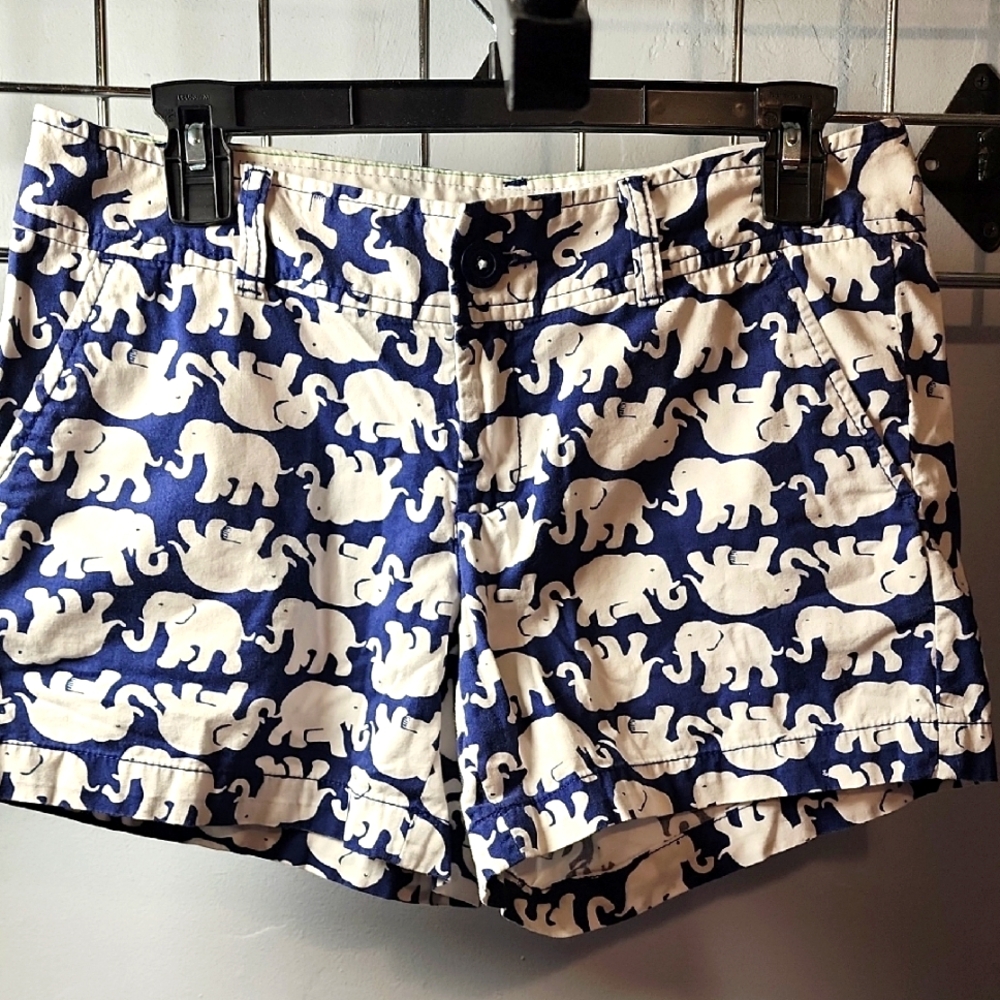 Lilly Pulitzer Elephant Print Blue and White Women's Shorts